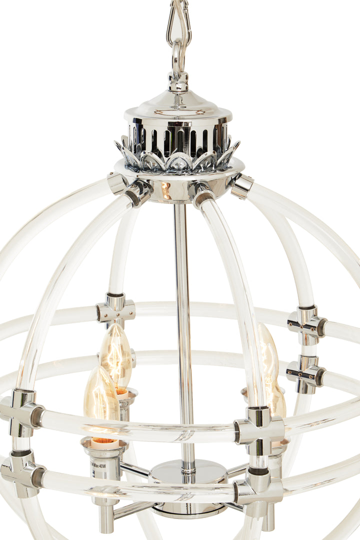 Karlo Pendant Light with Clear Acrylic Shade and Chrome Finish