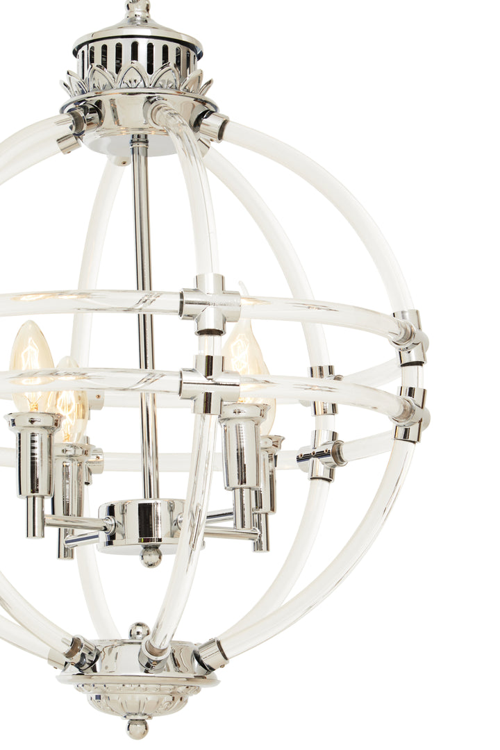 Karlo Pendant Light with Clear Acrylic Shade and Chrome Finish