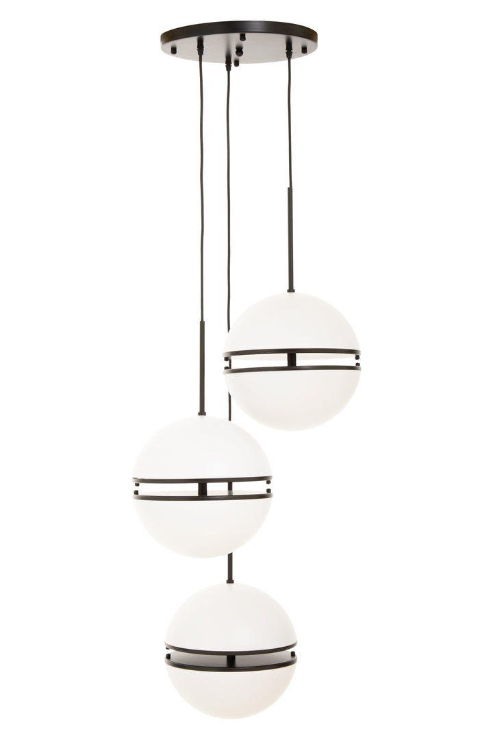 Abira Three-Ball Matte Black Pendant Light
