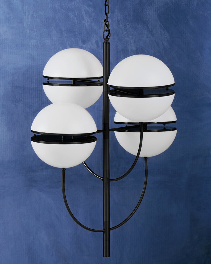 Abira Four-Ball Black Pendant Light