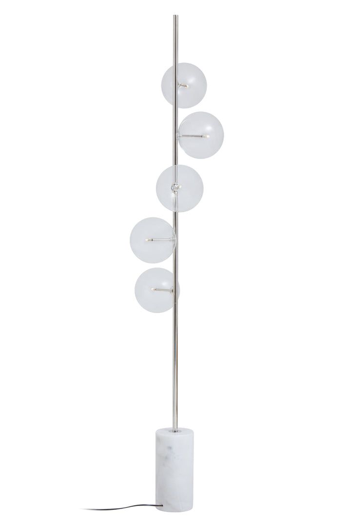 Abira Nickel and White Marble Floor Lamp