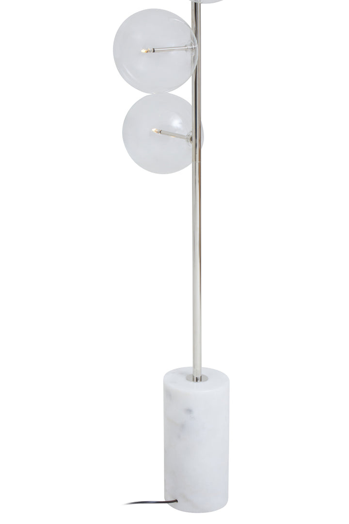 Abira Nickel and White Marble Floor Lamp