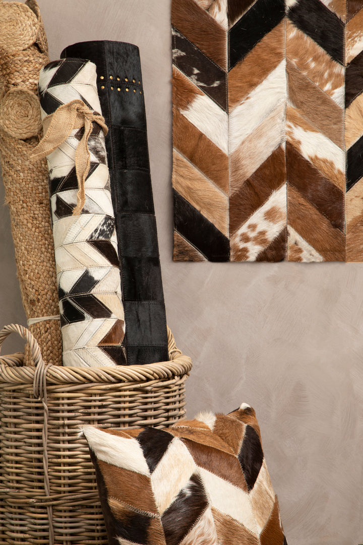 Safira Large Rug in Genuine Leather with Natural Patchwork Design – 160 x 230cm