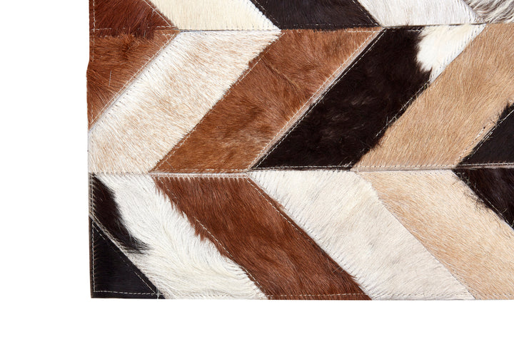 Safira Large Rug in Genuine Leather with Natural Patchwork Design – 160 x 230cm