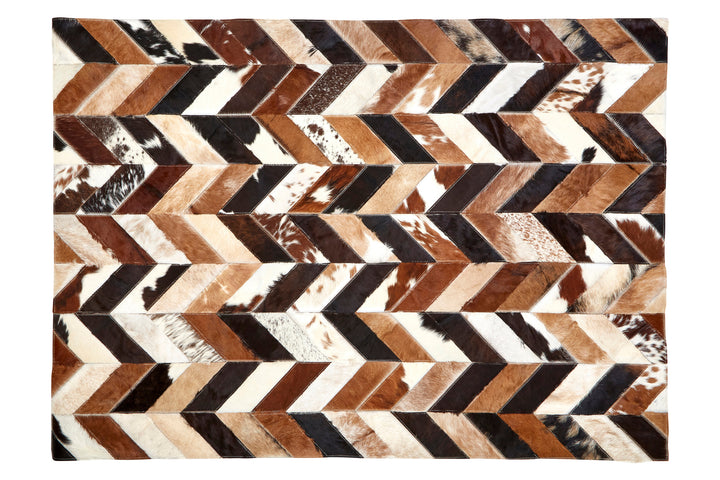 Safira Large Rug in Genuine Leather with Natural Patchwork Design – 160 x 230cm
