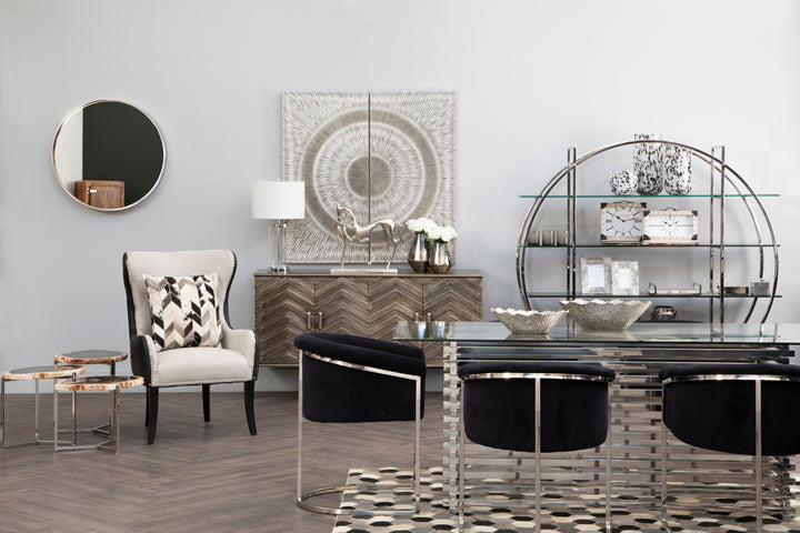 Bosie Safira Large Rug in Black, White, and Grey Patchwork Design