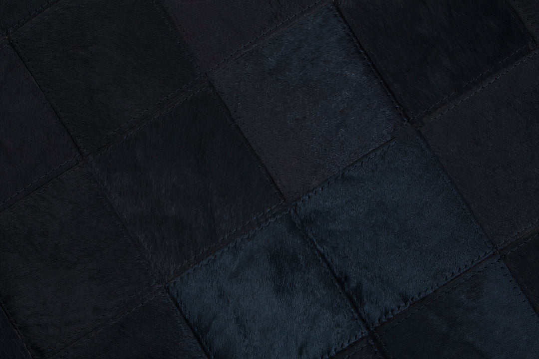 Bosie Safira Small Rug in Black Patchwork Leather with Gold Stud Detailing