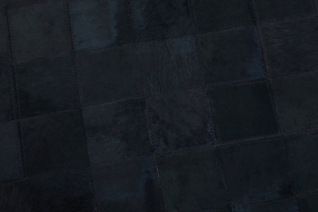 Bosie Safira Large Rug in Black Patchwork Leather with Gold Stud Detailing