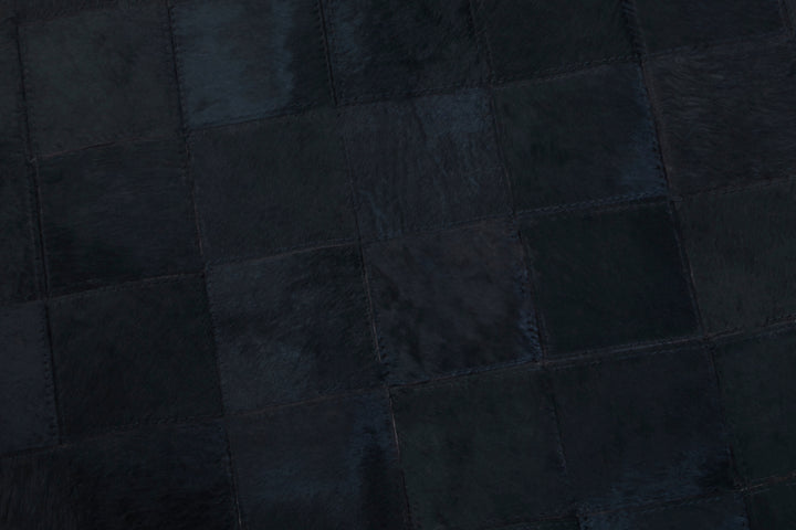 Bosie Safira Large Rug in Black Patchwork Leather with Gold Stud Detailing