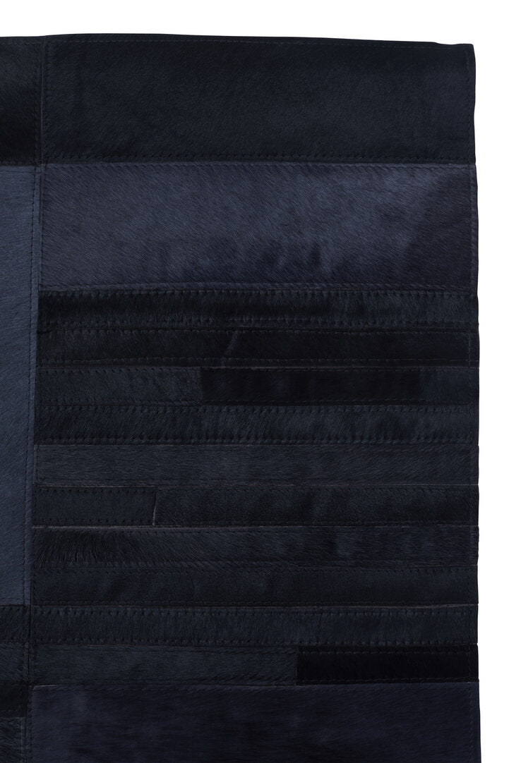 Oakridge Safira Leather Rug – Black & Grey Deco Print (Small)