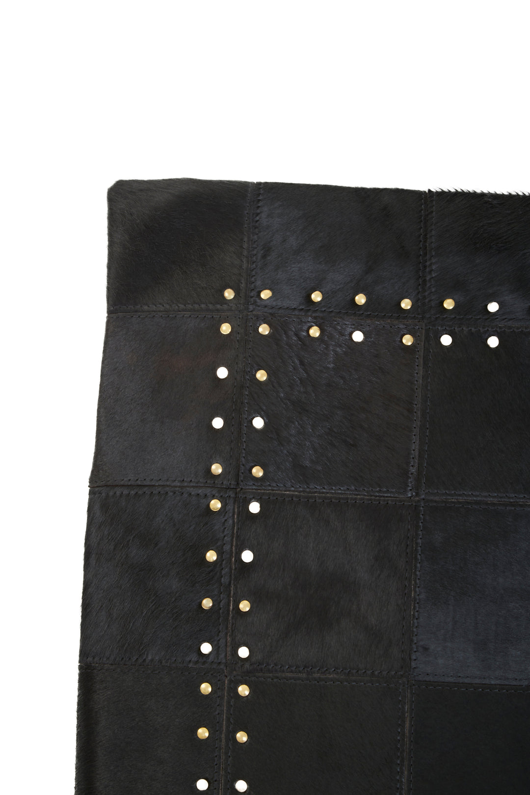 Bosie Safira Black Patchwork Leather Cushion With Gold Studs