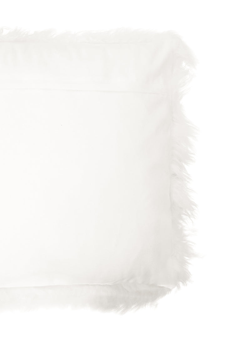 Bosie Square Cushion in White Mongolian Fur