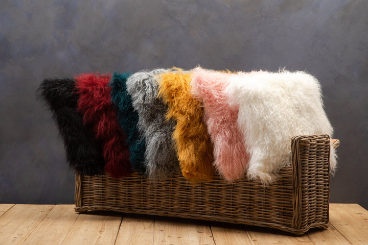 Bosie Mongolian Fur Grey Cushion – Square
