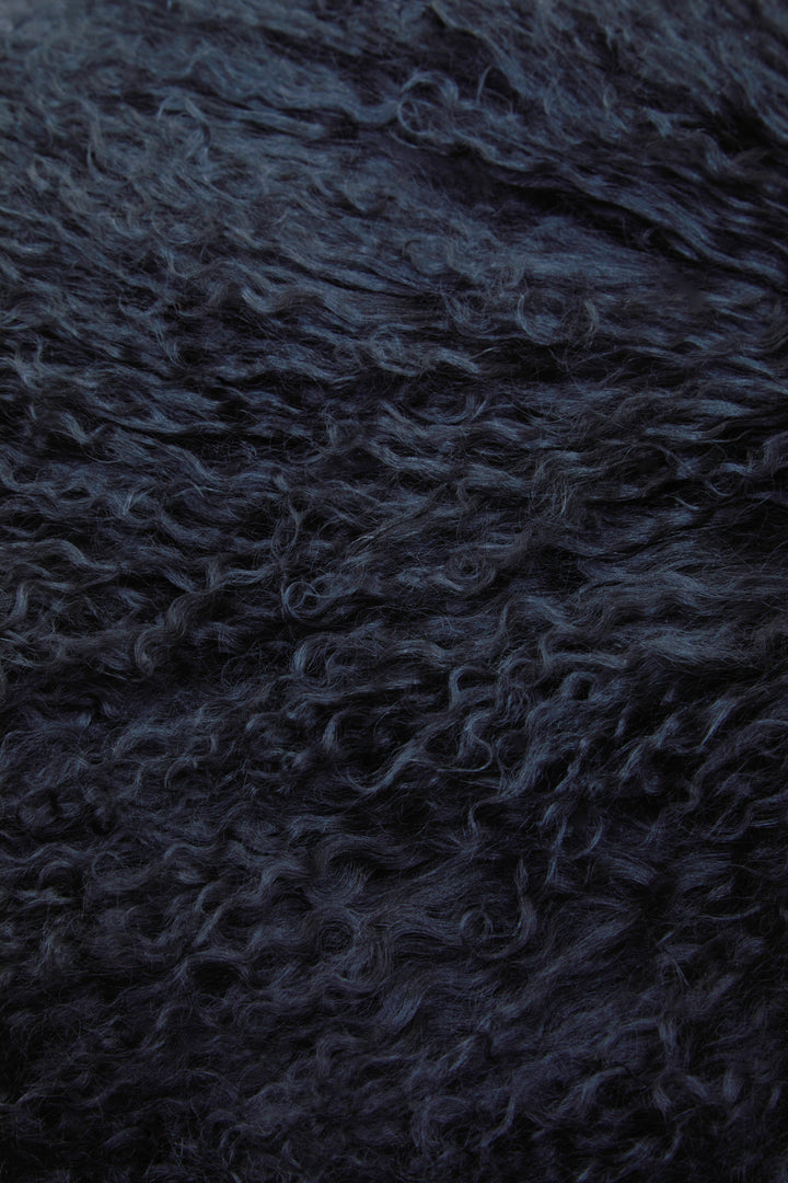 Bosie Square Cushion in Black Mongolian Fur