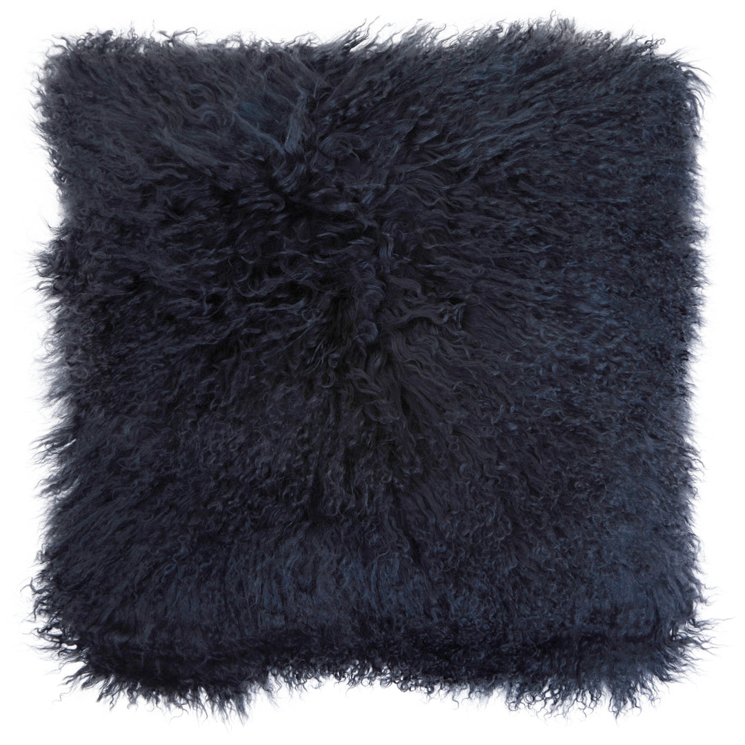 Bosie Square Cushion in Black Mongolian Fur