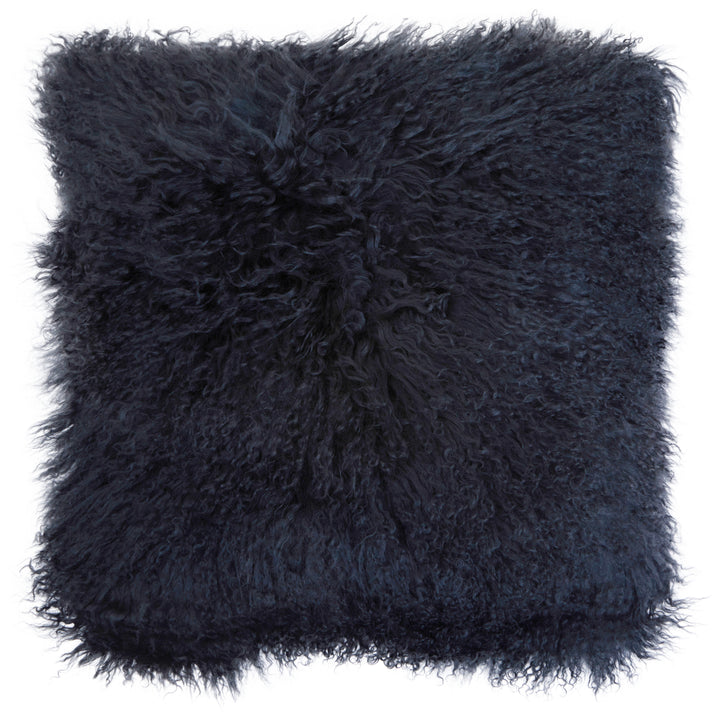 Bosie Square Cushion in Black Mongolian Fur