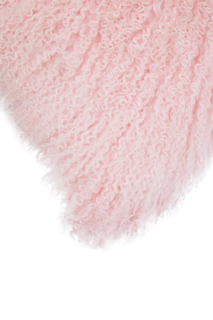 Bosie Pink Mongolian Lamb Fur Cushion – Small