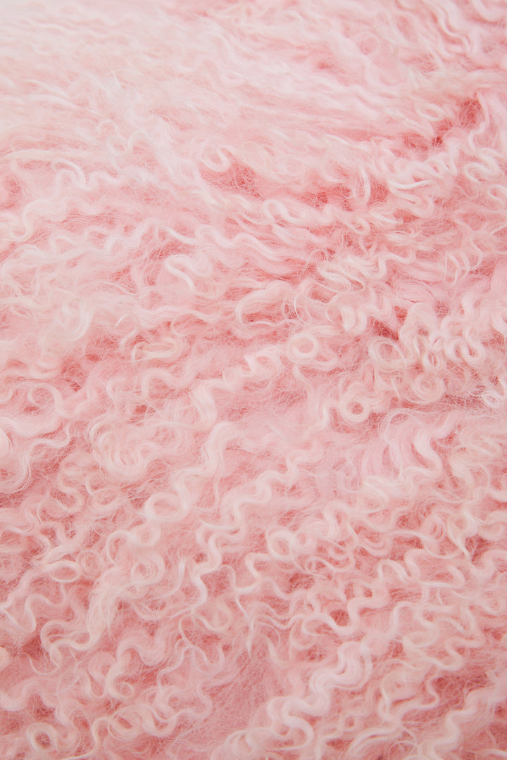 Bosie Pink Mongolian Lamb Fur Cushion – Small