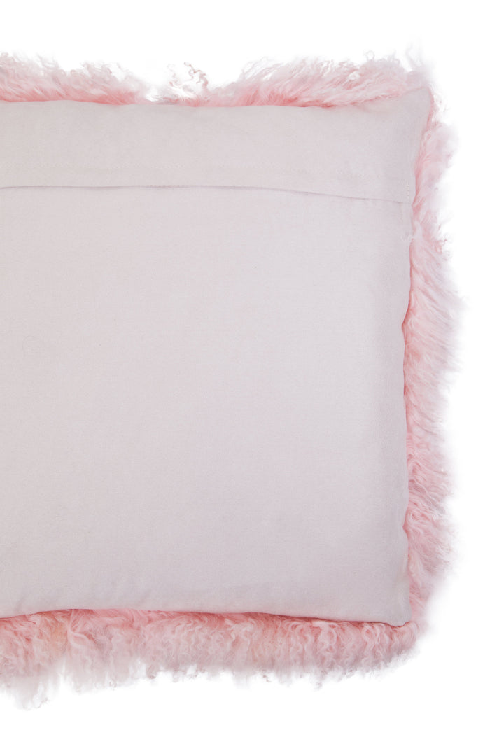 Bosie Pink Mongolian Lamb Fur Cushion – Small