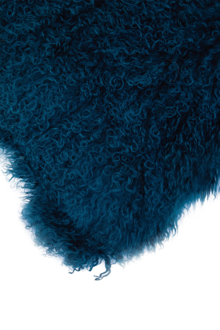 Bosie Teal Mongolian Lamb Fur Cushion – Small