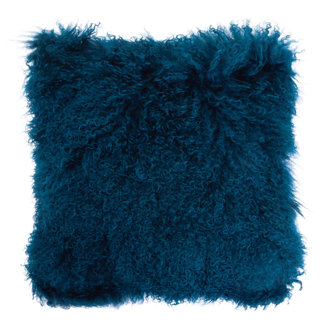Bosie Teal Mongolian Lamb Fur Cushion – Small