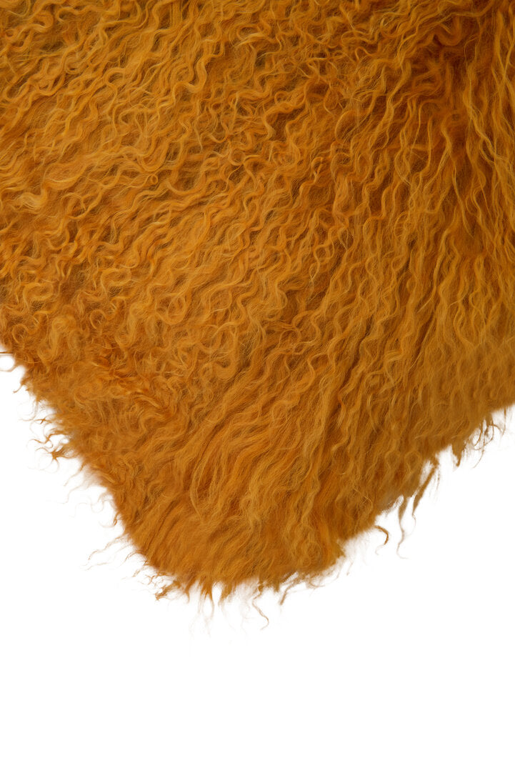 Oakridge Mongolian Lamb Fur Cushion – Ochre (Small)