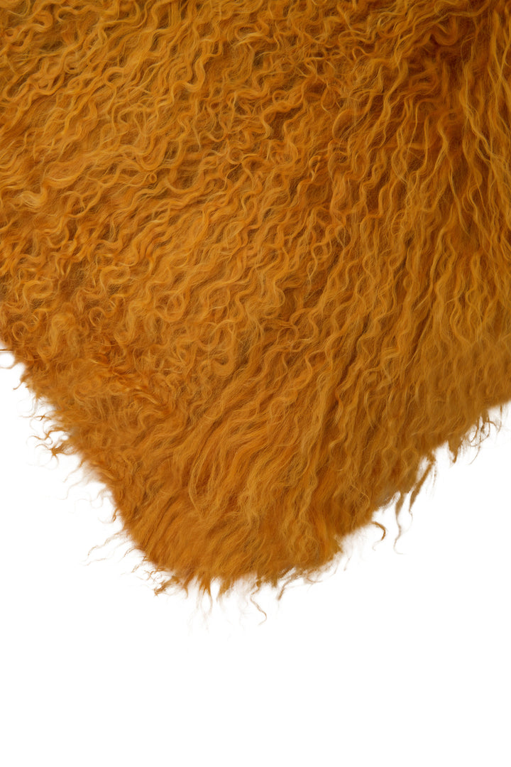 Bosie Ochre Mongolian Lamb Fur Cushion – Small