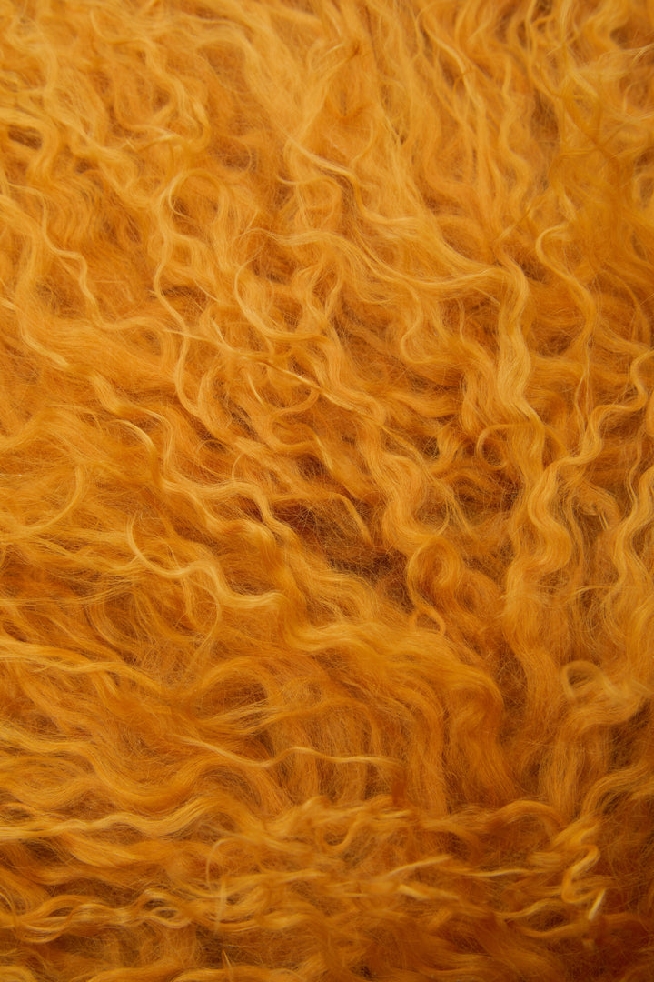 Bosie Ochre Mongolian Lamb Fur Cushion – Small