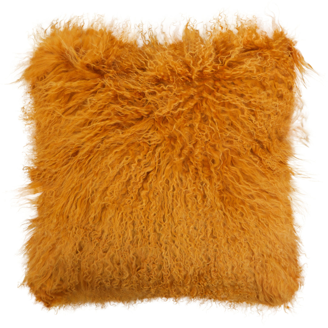 Bosie Ochre Mongolian Lamb Fur Cushion – Small