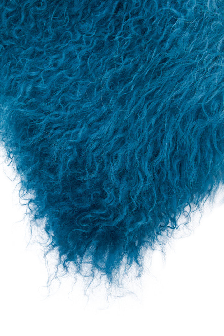 Bosie Square Cushion in Blue Mongolian Fur