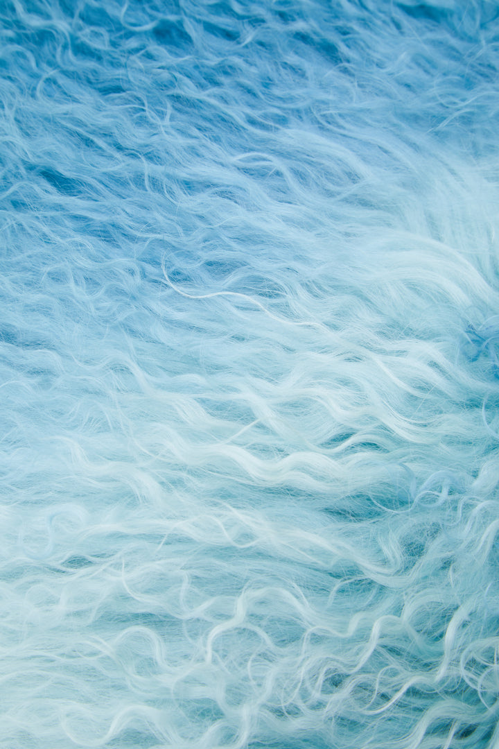 Bosie Square Cushion in Blue Mongolian Fur