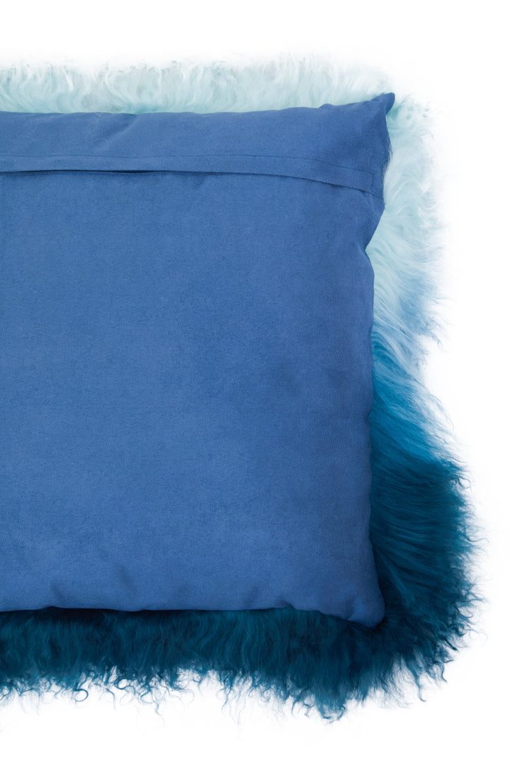Bosie Square Cushion in Blue Mongolian Fur