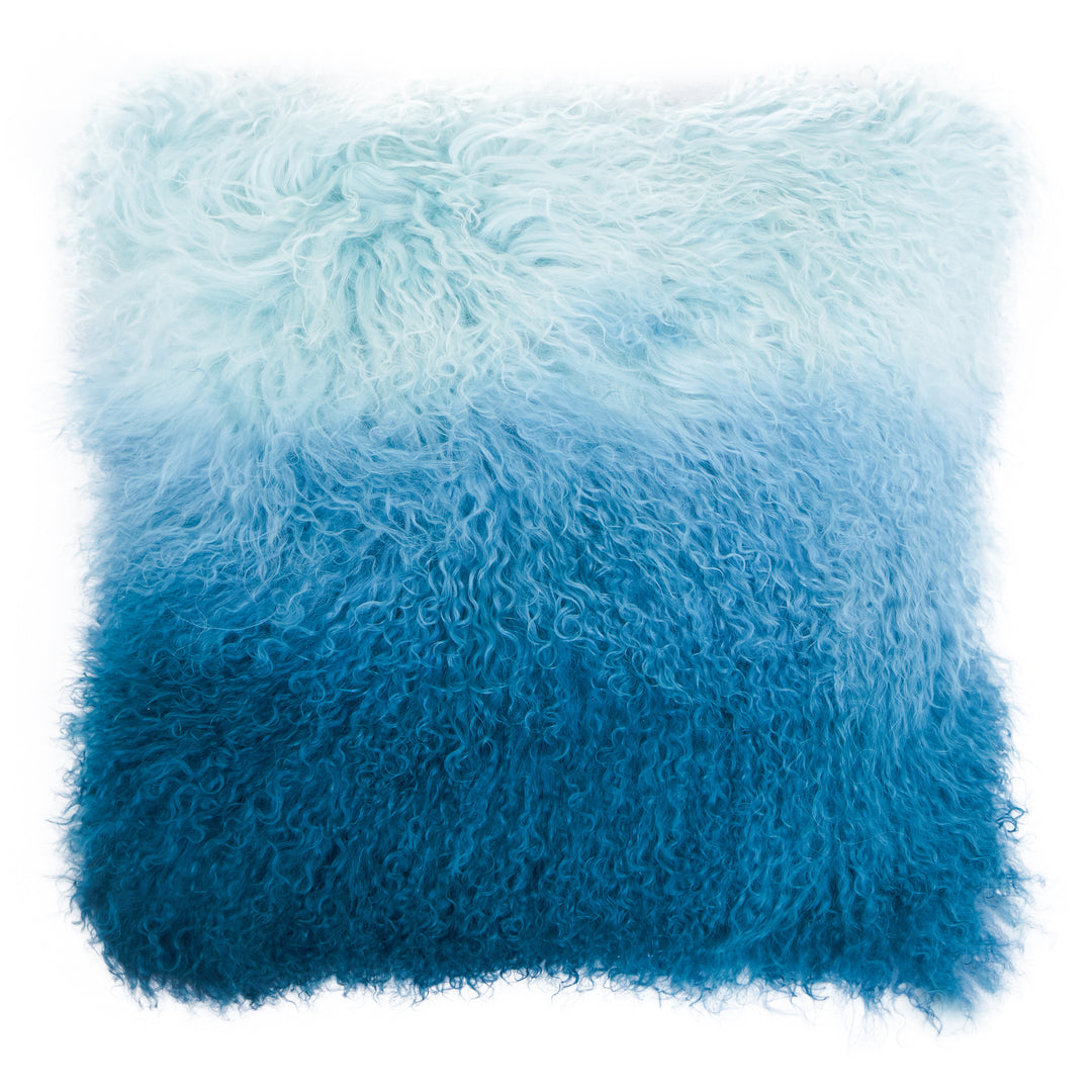 Bosie Square Cushion in Blue Mongolian Fur
