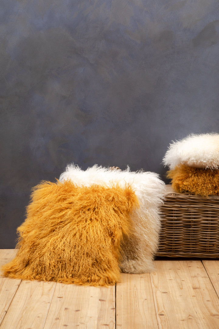 Bosie Mongolian Fur Natural Ombre Cushion – Square