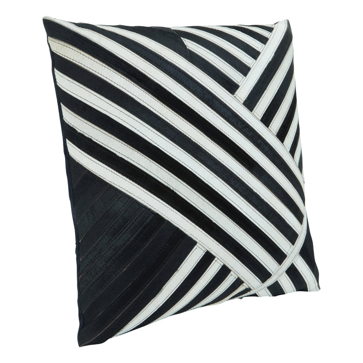 Bosie Safira Cushion in Black and White Striped Leather