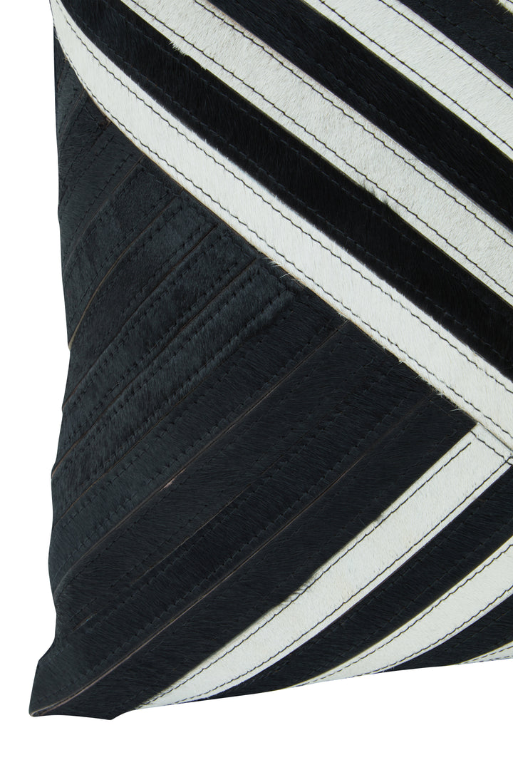 Bosie Safira Cushion in Black and White Striped Leather