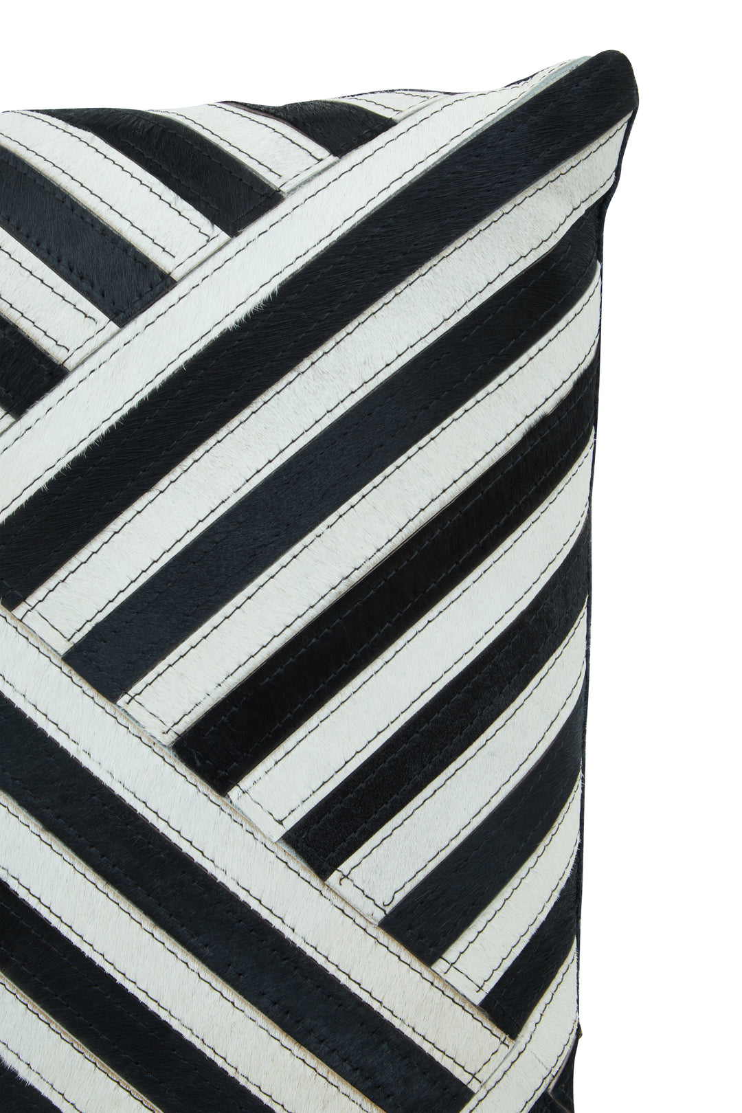 Bosie Safira Cushion in Black and White Striped Leather