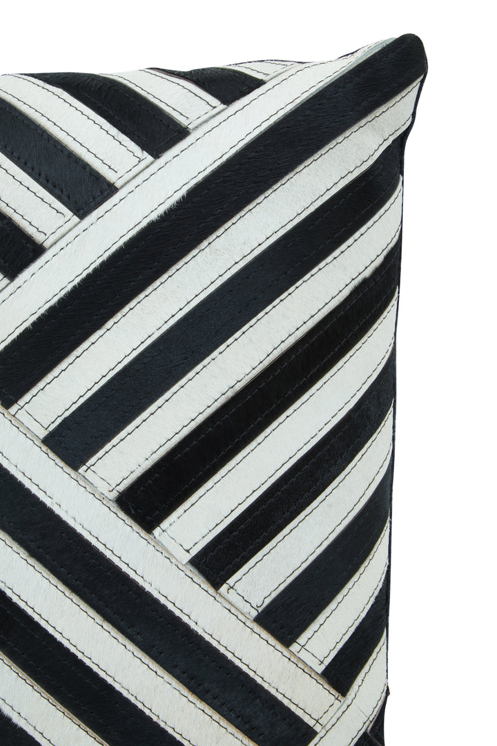 Bosie Safira Cushion in Black and White Striped Leather
