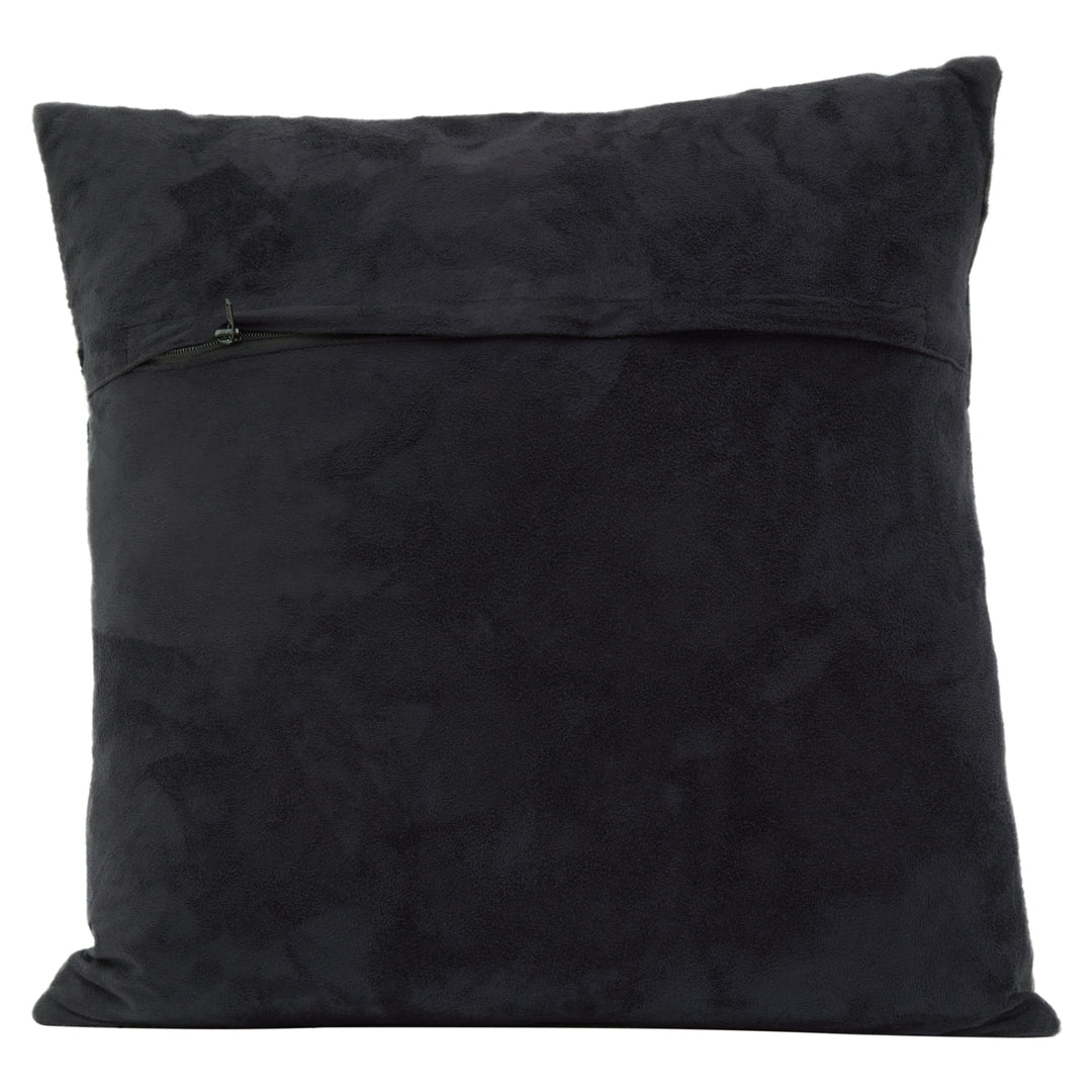 Bosie Safira Cushion in Black and Grey Leather with Deco Print