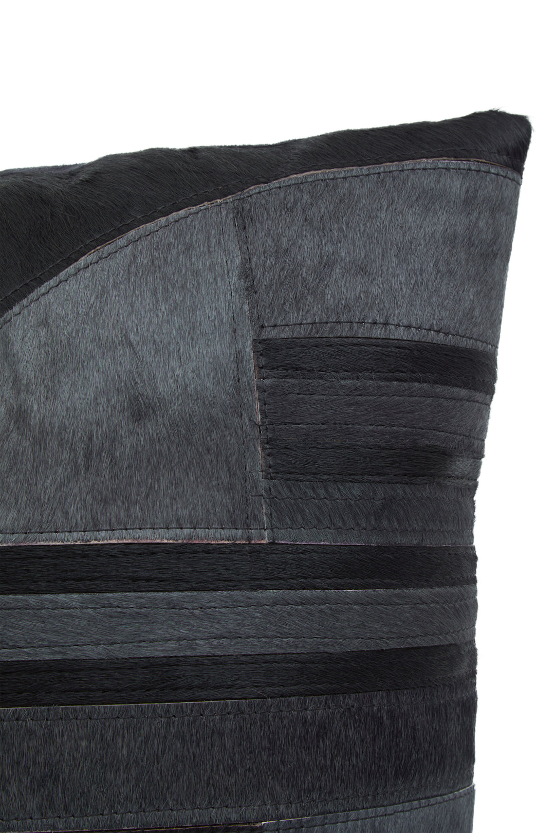 Bosie Safira Cushion in Black and Grey Leather with Deco Print