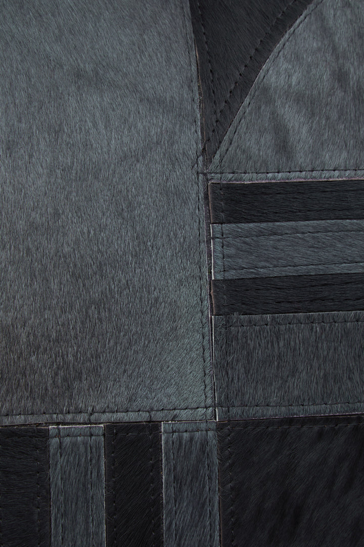 Bosie Safira Cushion in Black and Grey Leather with Deco Print