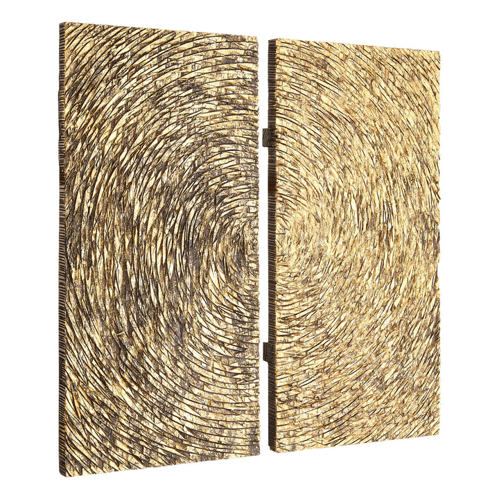 Modello Wall Art with Wood Carving in Gold Finish