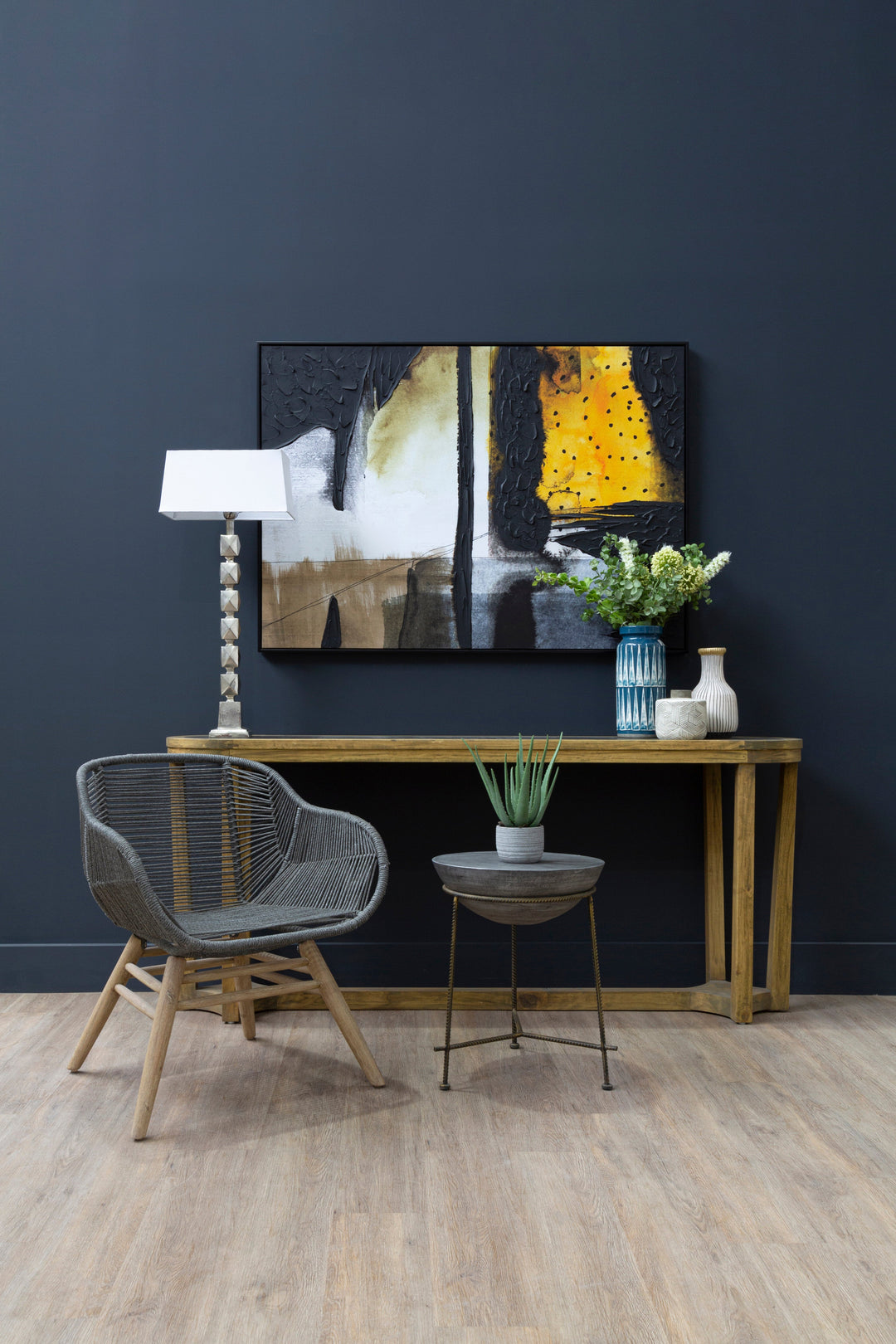 Astratto Wall Art in Black and Ochre Tones