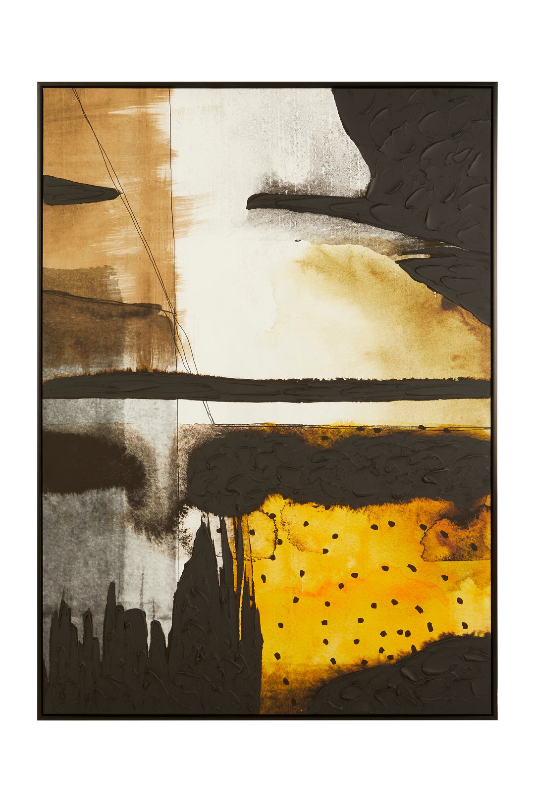 Astratto Wall Art in Black and Ochre Tones
