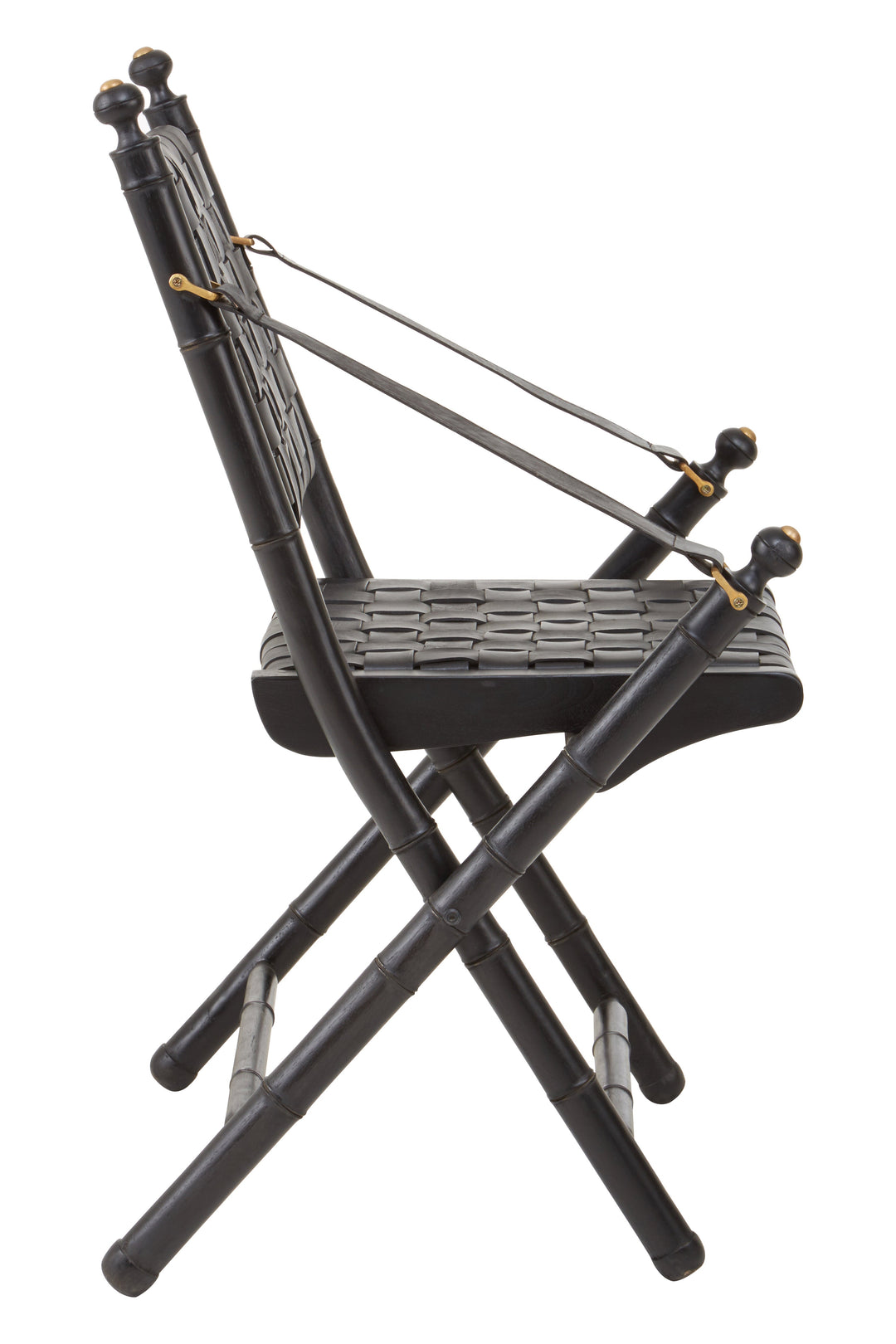 Kendari Black Strapped Leather & Teak Chair
