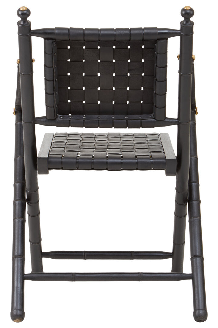Lucent Dining Chair – Black Leather & Teak Wood