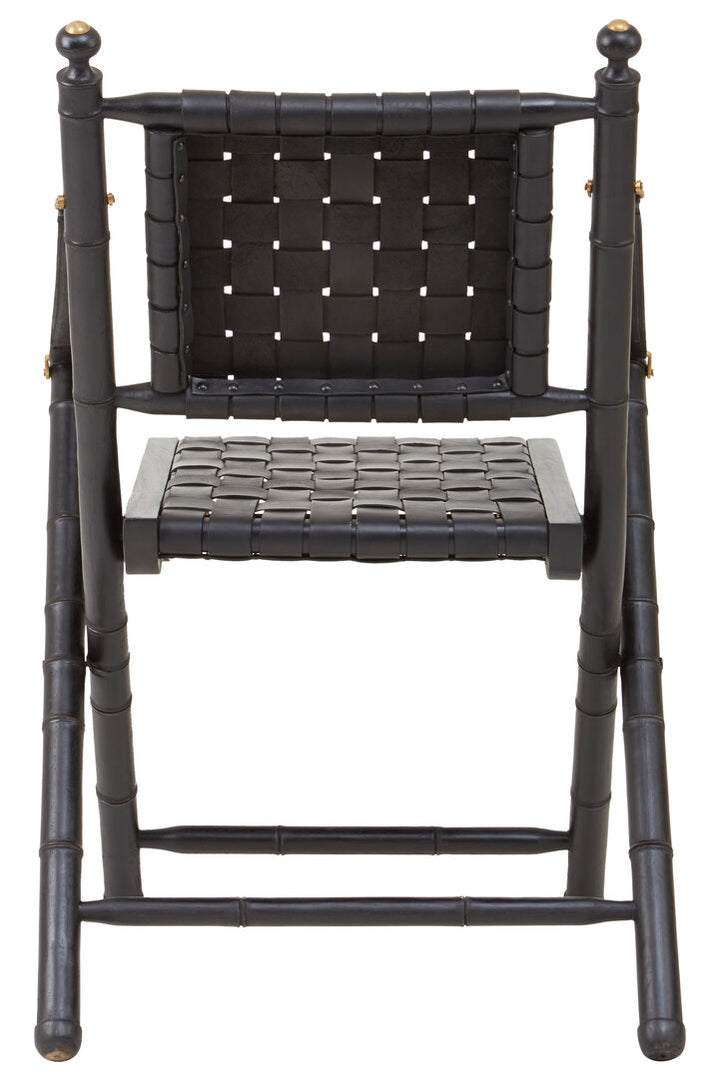 Lucent Dining Chair – Black Leather & Teak Wood
