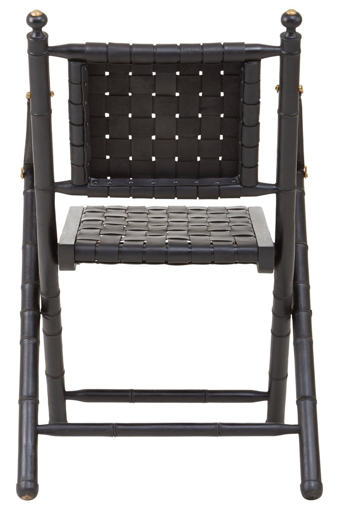Kendari Black Strapped Leather & Teak Chair