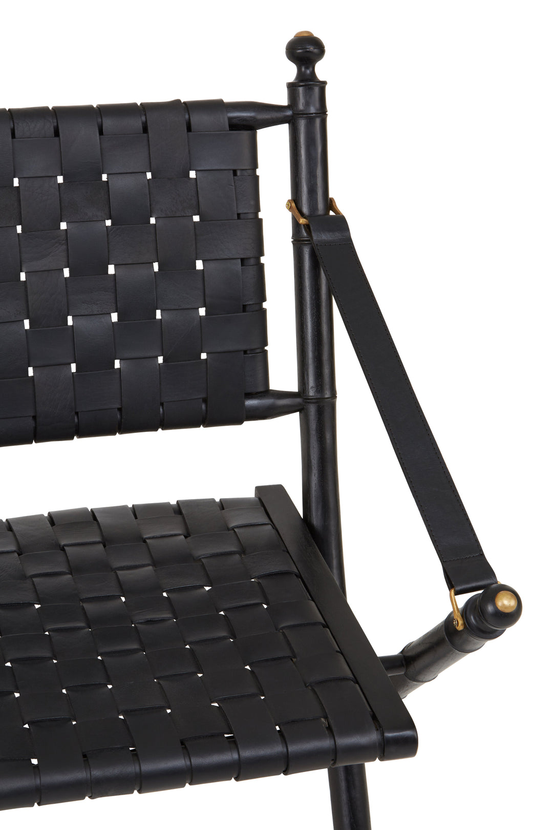 Kendari Black Strapped Leather & Teak Chair