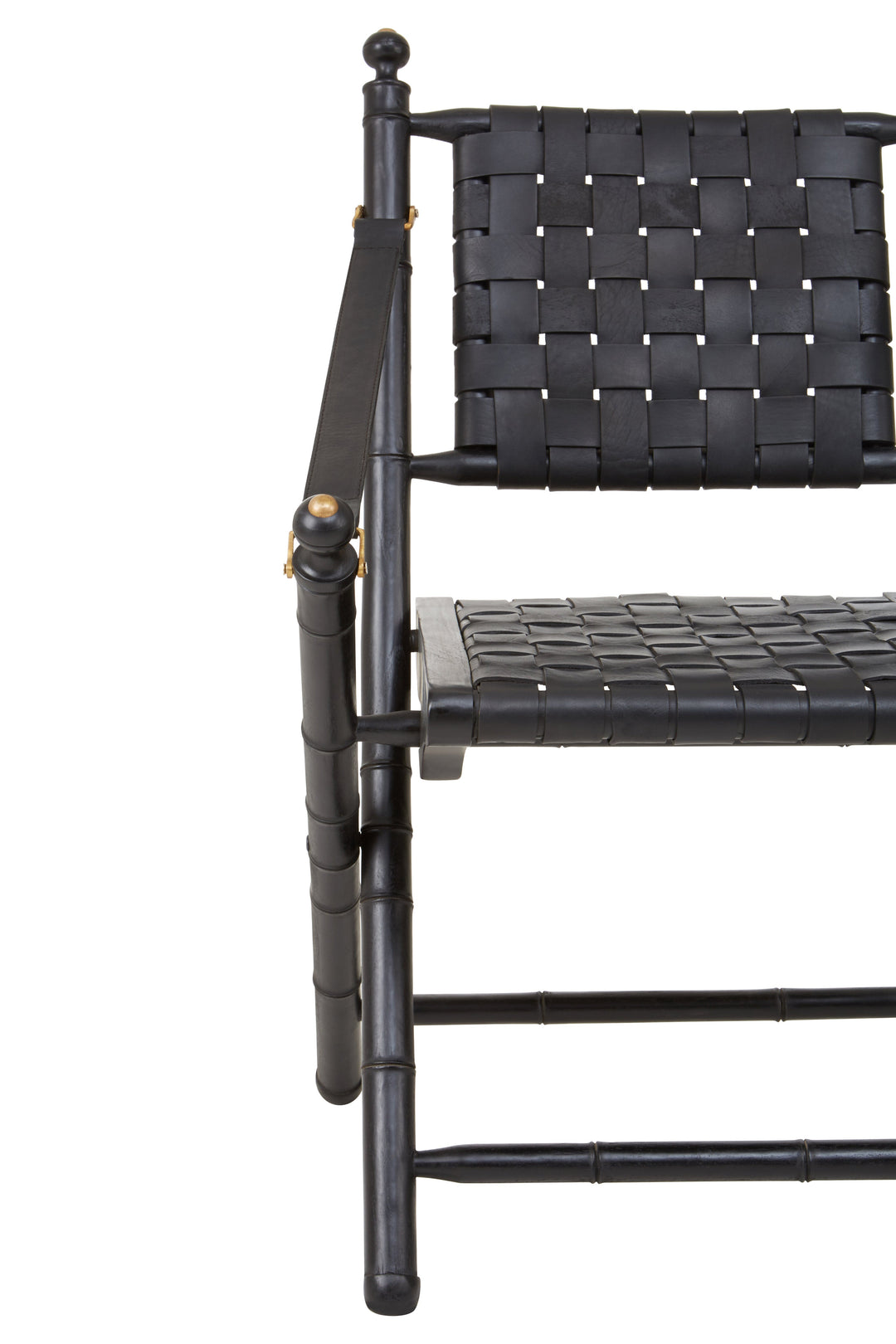 Kendari Black Strapped Leather & Teak Chair